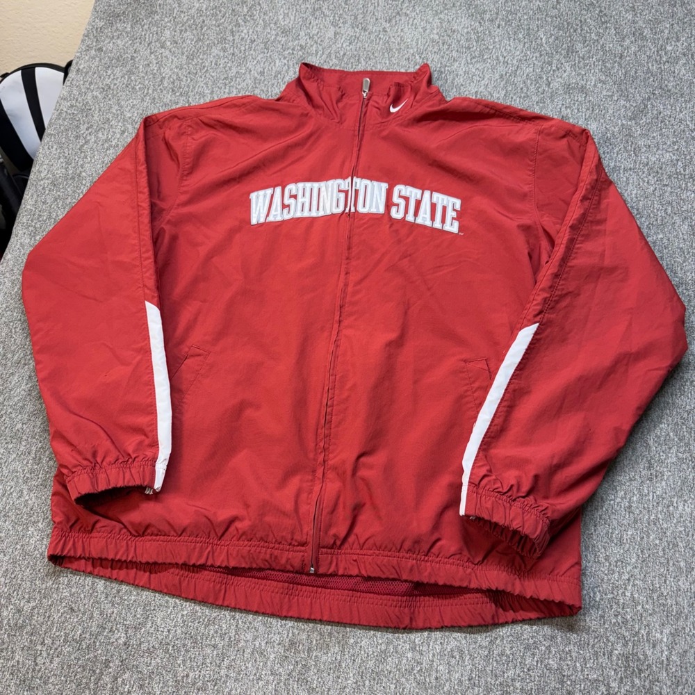 Nike Team Washington State Cougars Windbreaker Jacket Red Mens XXL Full Zip WSU